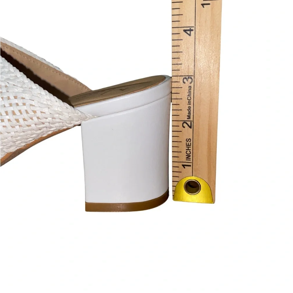 Anthropologie Woven Slide Sandals EU36 Cream 3in Heel 8.5in‎ Light Wear